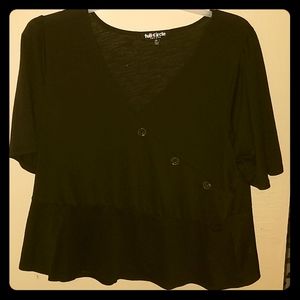 Flutter Sleeve Faux Button Top